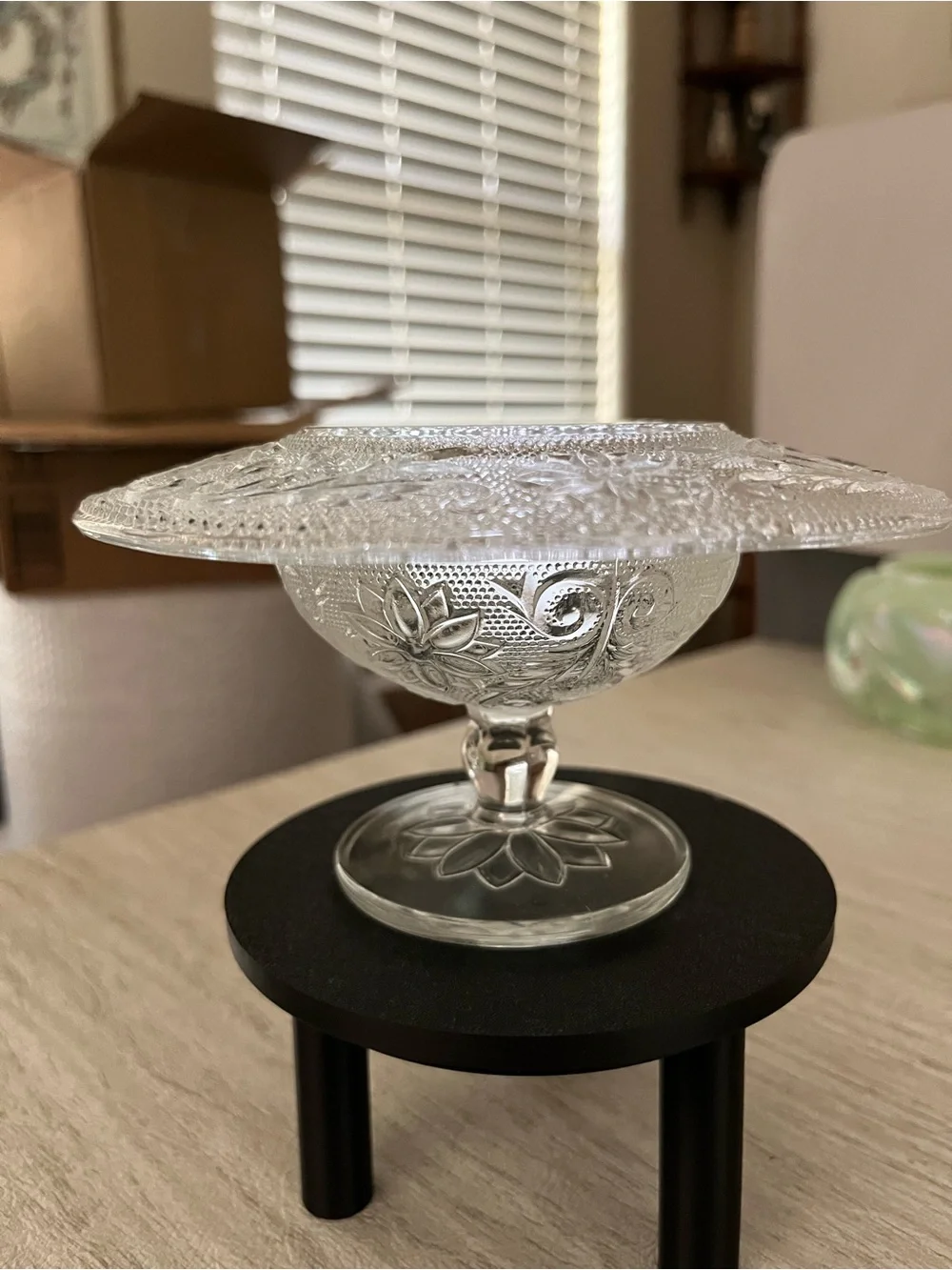 Vintage Clear Tiara Glass Dessert Cup & Saucer Fairy Lamp